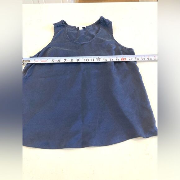 Lunya Good in Bed Navy Washable Silk Sleep Tank Open Tulip Back Top Small - Picture 8 of 9